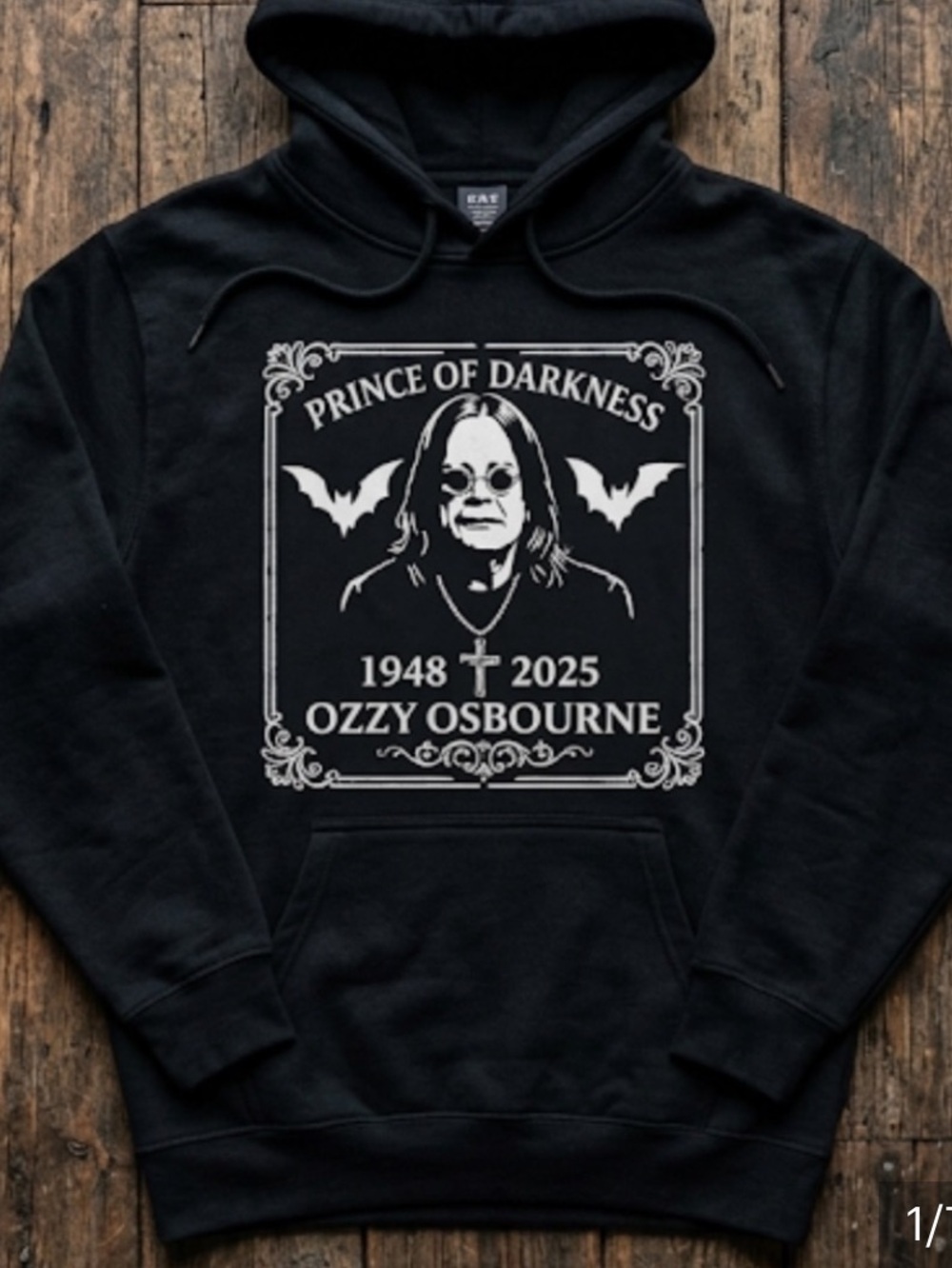 Ozzy Osbourne memorial Black Hoodie Size Medium